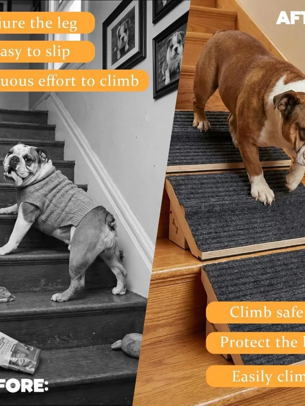 3 Pack Wooden Dog Ramp for Stairs,Friendly to Short-Legged/Small/Injured